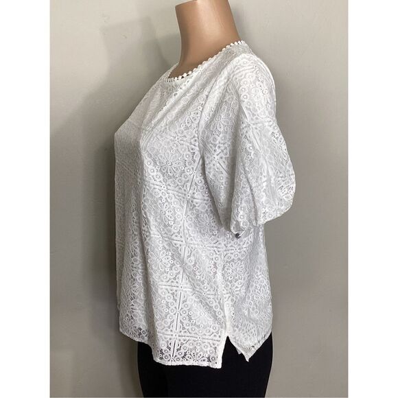New. Vince Camuto stretch white floral eyelet top. Small. Retails $99 - Picture 5 of 13
